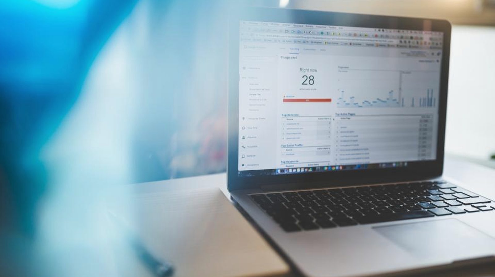 An analytics dashboard on a desktop screen