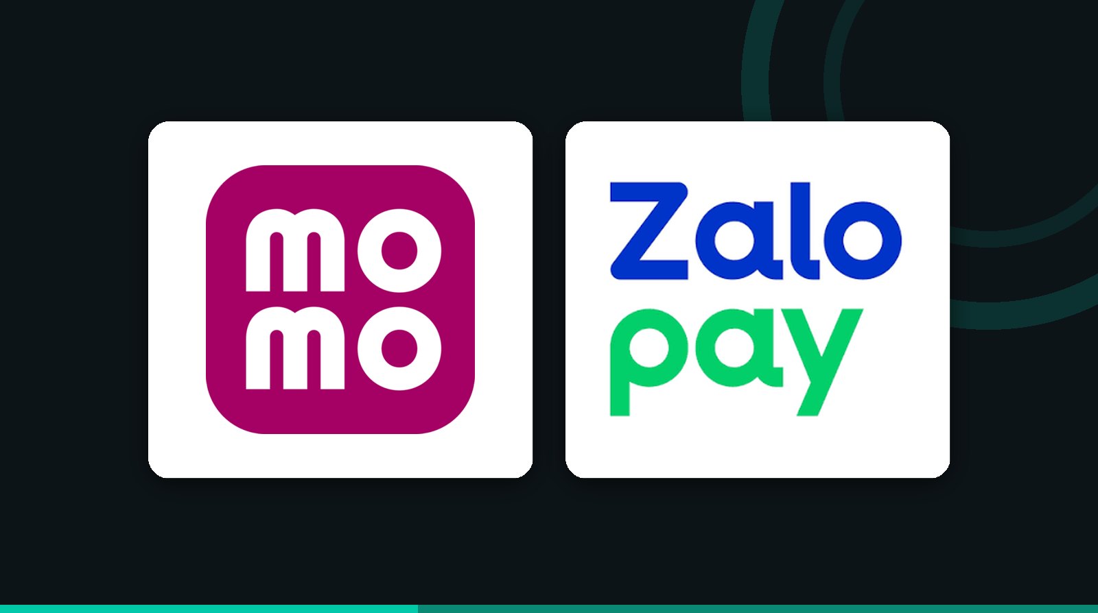 Logo hai ví điện tử MoMo và ZaloPay