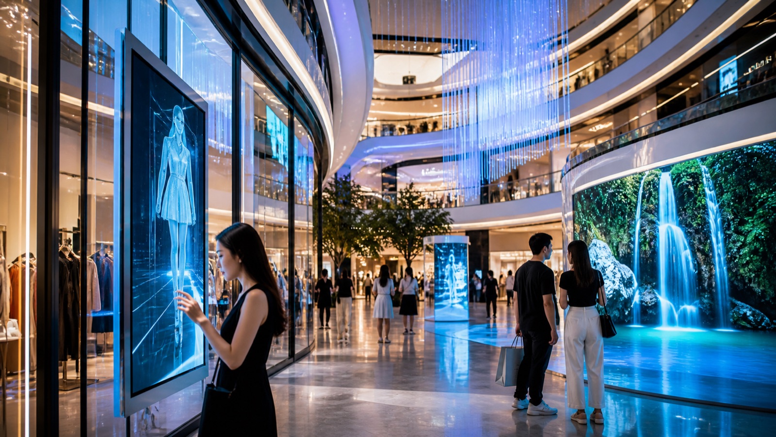 Dedicated editorial visual for Retail space design in the AI era: phygital principles