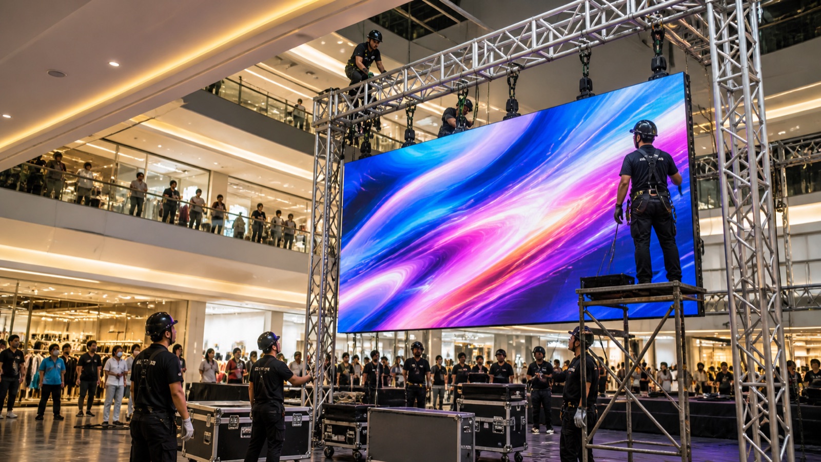 Hình minh họa riêng cho bài Treo màn hình LED sự kiện: tải trọng, khung truss và an toàn kết cấu