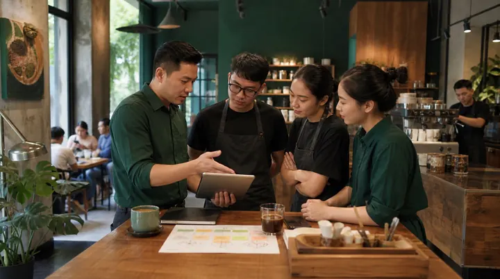 Chủ quán và nhân viên Việt Nam rà soát hành trình QR, loyalty và phục vụ tại quầy