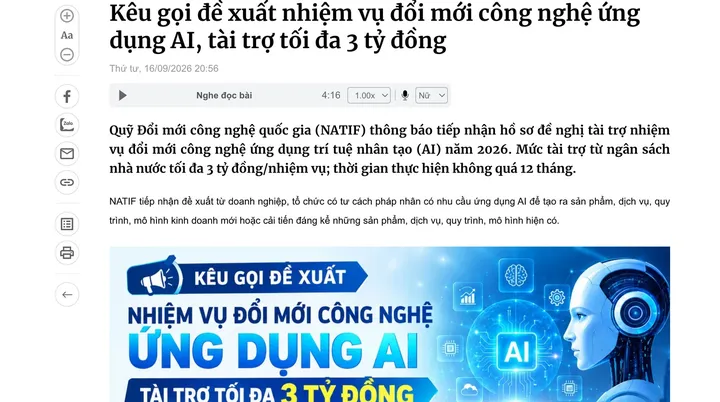 Doanh nghiệp ứng dụng AI được tài trợ tới 3 tỷ đồng: ai được nộp