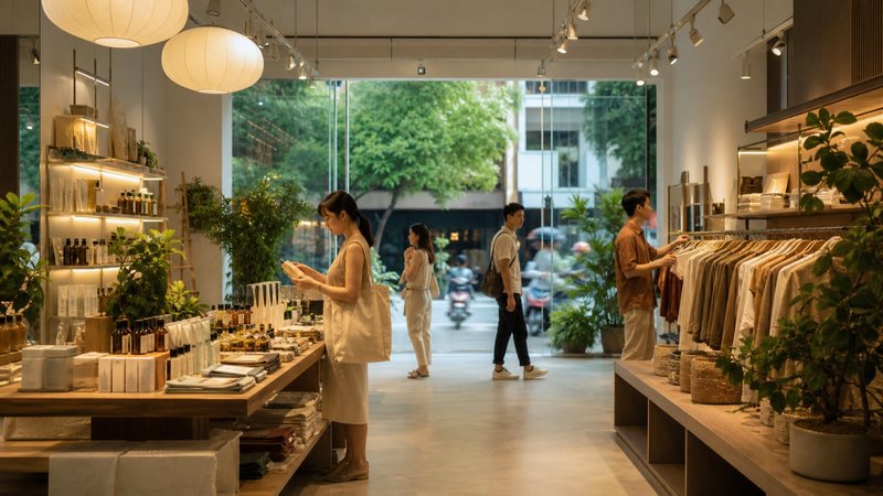 Ánh sáng và không khí cửa hàng: khách dễ chịu thì ở lâu hơn