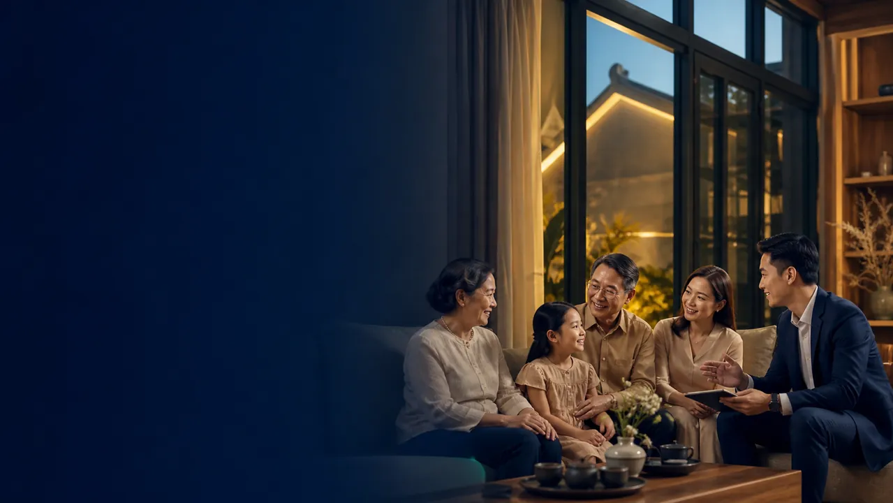 Gia đình Việt nhiều thế hệ trao đổi kế hoạch bảo vệ tài chính với chuyên viên