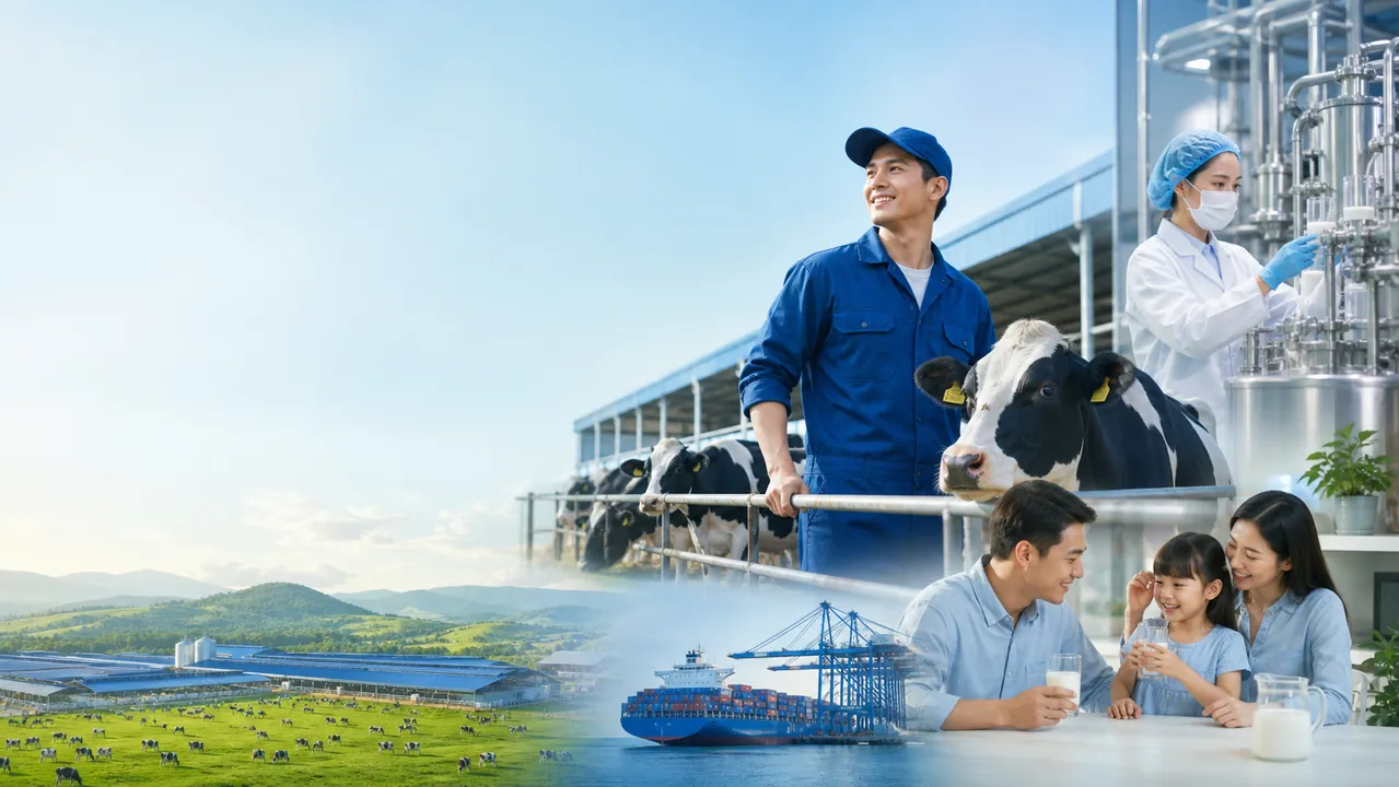 Hệ sinh thái sữa hiện đại từ trang trại, nhà máy đến gia đình và xuất khẩu